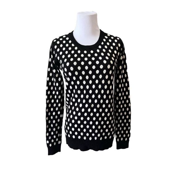 41 Hawthorn Stitch Fix Gideon Black White Polka Dot Modern Retro Sweater Small - Picture 1 of 9